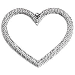 Heart motif wire with pattern with hole and 1 ring - Size 66.3x56mm