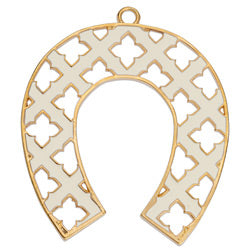 Horseshoe with perforated pattern pendant - Size 67x77mm