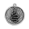 Round motif with snake in relief pendant - Size 24.9x28.1mm