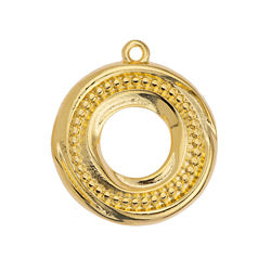 Circle motif organic with line with grains pendant - 22x24,7mm