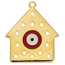 House motif with rhombus & eye pendant - 41,3x34,9mm