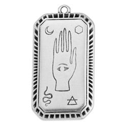 Motif rectangular spiritual Hamsa hand Pendant - 17,5x32,9mm