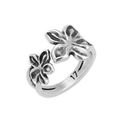Ring double flowers 17mm - Size 20x14.3mm
