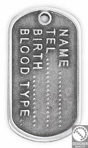 Military tag pendant - Size 20.5x36.6mm