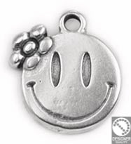 Happy face with flower - Size 14x15mm