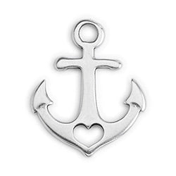Pendant anchor with heart - Size 23x28mm