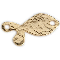 Fish hammered 2 holes small - Size 34x16.6mm