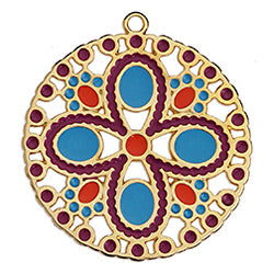 Round filigree with cross 46mm - Size 41x46mm