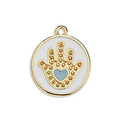 Disc 21mm with hamsa pendant - Size 17.5x20.8mm