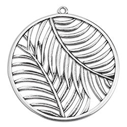 Round with palm tree leafs pendant - Size 42.7x45.7mm