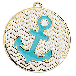 Round motif with anchor 33mm pendant - Size 30.8x33mm