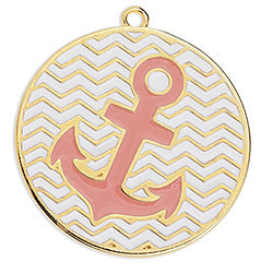 Round motif with anchor 33mm pendant - Size 30.8x33mm