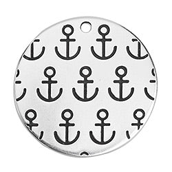 Disc with anchors pendant - Size 29.6x29.6mm