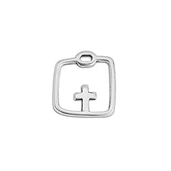 Square motif-clasp with cross - Size 13.7x12.7mm