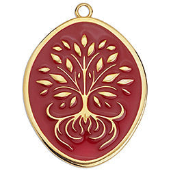 Oval motif with tree pendant - Size 43.5x57.9mm