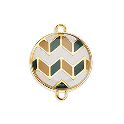 Round zig zag spanish tile motif 18mm with 2 rings - Size 22.6x17.8mm