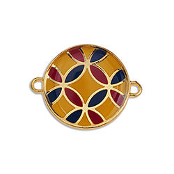 Round Spanish tile motif 18mm with 2 rings - Size 23x18mm
