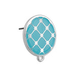 Spanish tile round earring 19mm with ring pin-tit - Size 19x21.9mm
