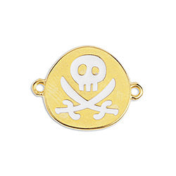 Pirate flag motif with 2 rings - Size 21.8x16.9mm