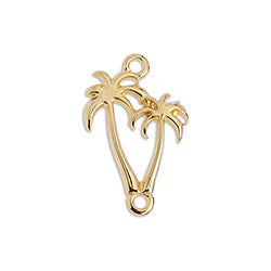 Palm trees motif with 2 rings - Size 21.7x15.3mm
