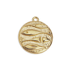 School of fish disc 19mm pendant - Size 17.4x19.2mm