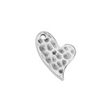 Heart hammered motif curved 18mm pendant - Size 12x17.3mm