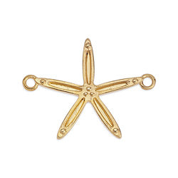Slim starfish motif 26mm with 2 rings - Size 26.8x20.5mm