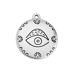 Round motif with oriental eye pendant - Size 20x22.8mm