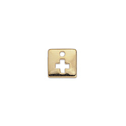 Square motif with perforated cross pendant - Size 8.3x8.5mm