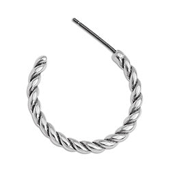 Twisted rope earring hoop 3/4 titanium pin - Size 2.6x23.9mm