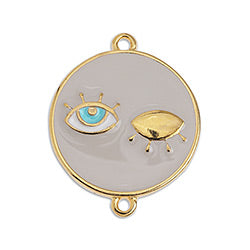 Wink-wink round motif with eyes and 2 rings - Size 21.7x27mm