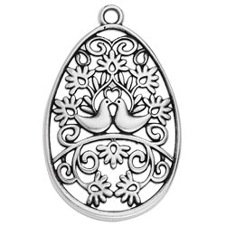 Easter egg with birds pendant - Size 36.4x57.3mm