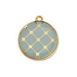 Round Spanish tile motif 22mm pendant - Size 19x21.6mm