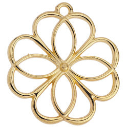 Clover Lotus flower 36mm wire pendant - Size 33x36.2mm