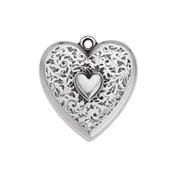 Heart with textured pattern pendant - Size 19.7x21.3mm