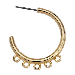 Earring hoop 30mm with 5 ring titanium pin - Size 26.7x30mm