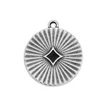 Round motif with rays and rhombus pendant deco - Size 20x22.8mm