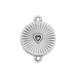 Round motif with rays and heart with 2 rings - Size 21.5x16.3mm