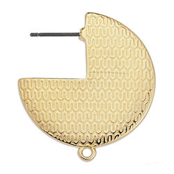 Earring disc 3/4 with pattern with titanium pin - Size 28x31mm