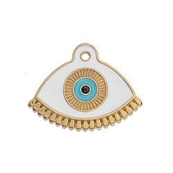 Hand fan motif ethnic eye pendant - Size 23.5x18.4mm