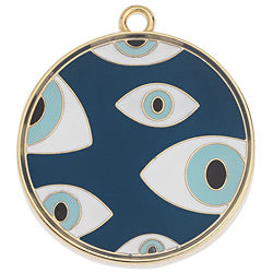 Round disc with eyes 48mm pendant - Size 43.2x48.4mm
