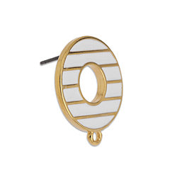 Stripy circle earring 18mm with 1 ring with titani - Size 18x21.3mm