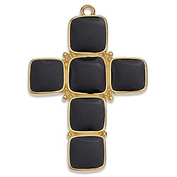 Cross with 6 square pendant - Size 27.5x40mm
