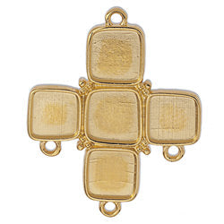 Cross with 5 square and 3 rings pendant - Size 27.7x33.8mm