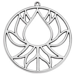 lotus motif wireframe pendant - Size 41x44mm