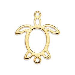 Turtle motif wireframe with 2 rings - Size 21.6x25.7mm