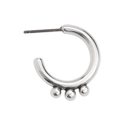Earring hoop 3/4 with 3 grains with titanium prin - Size 18.6x21.2mm
