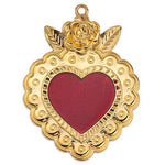 Vintage heart motif with rose pendant - Size 28.4x38.8mm
