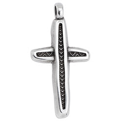 Organic cross motif with pattern for 3mm pendant - Size 19x36.3mm - Hole 3mm