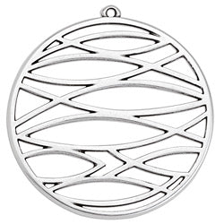 Round motif with fishes wireframe pendant - Size 39.8x41.9mm